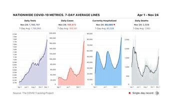 Los gráficos de testeos, casos,