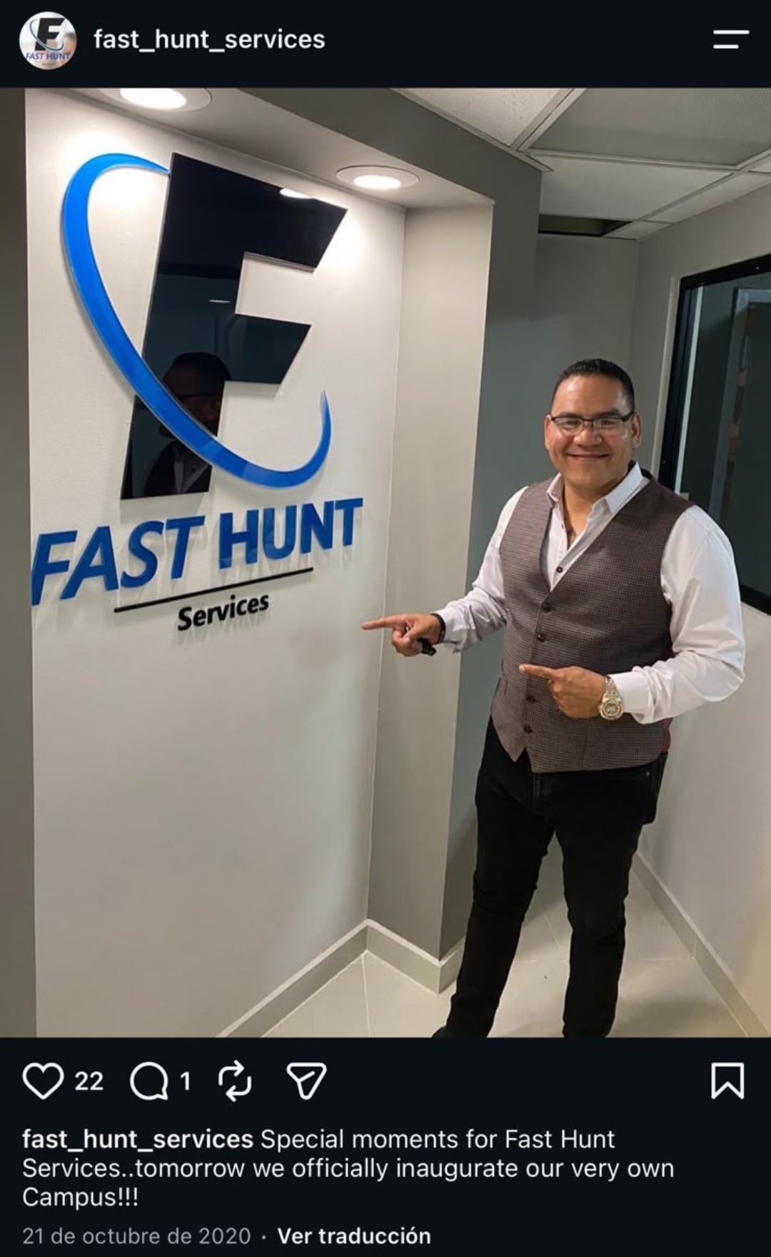 Fast Hunt, la empresa dirigida por Chacón. Crédito: Especial