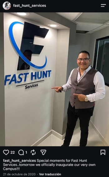 Fast Hunt, la empresa dirigida por Chacón. Crédito: Especial