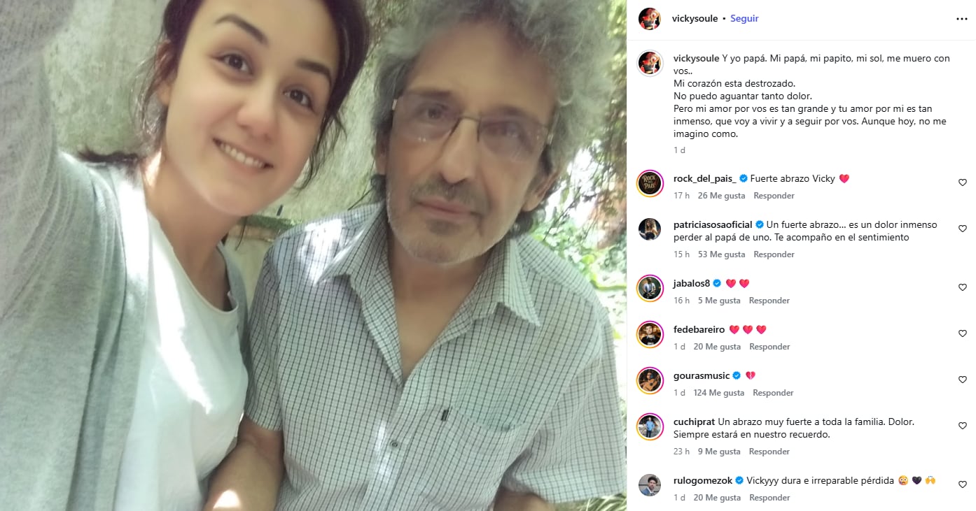Victoria Soulé dedicó palabras de despedida a su padre a través de una publicación en redes sociales (Instagram)