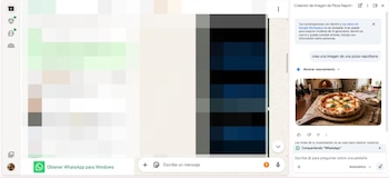 Si bien no aparece la opción de creación de imágenes, si el usuario se lo solicita a la IA, esta lo hará. (WhatsApp // Google)