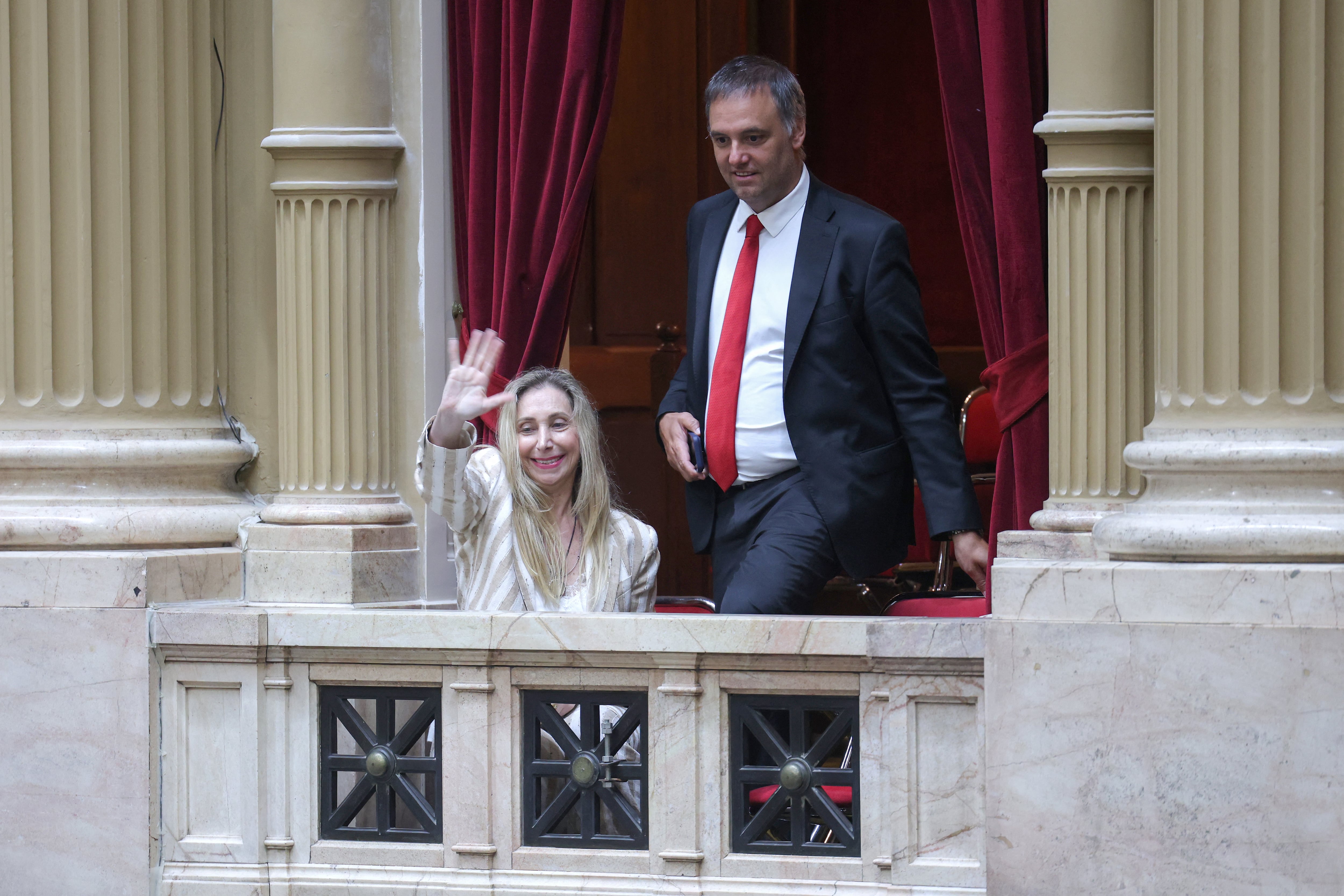Karina Milei y Manuel Adorni en la Cámara de Diputados