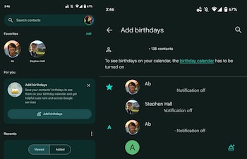 La aplicación de contactos de