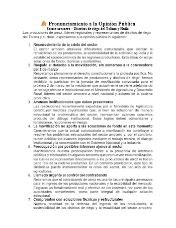 El sector arrocero atraviesa dificultades