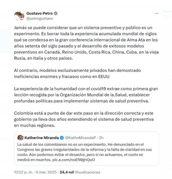 El presidente Gustavo Petro respondió