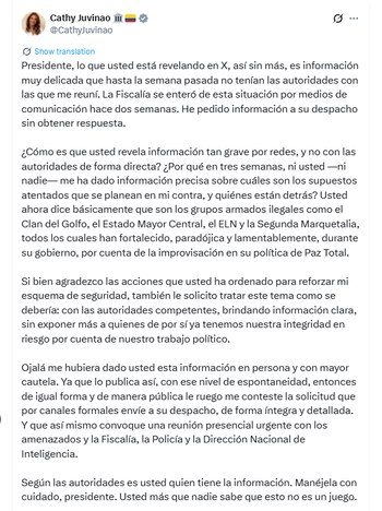 Juvinao señaló que la Fiscalía