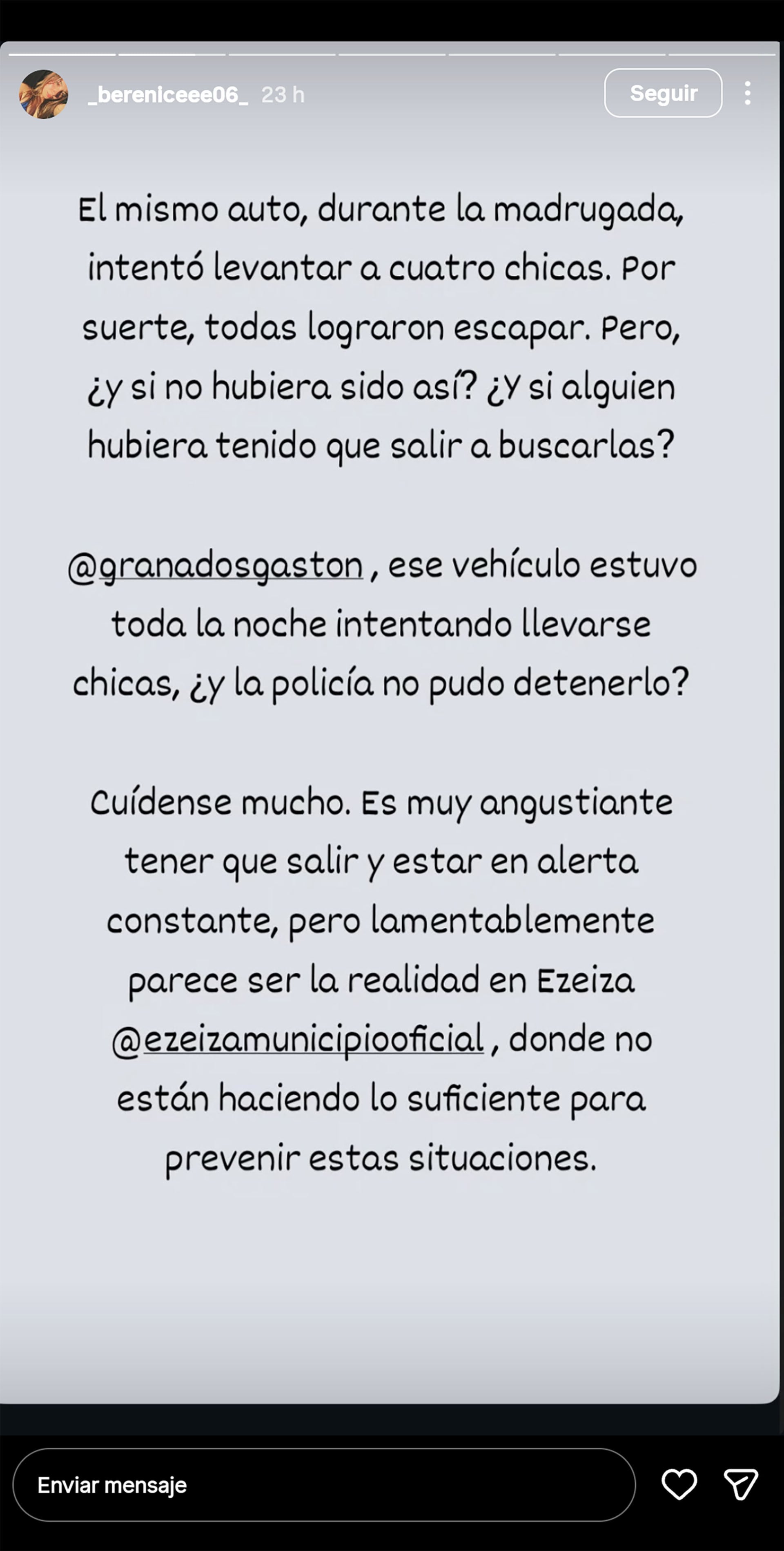 El descargo de Berenice en sus redes sociales