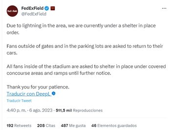 La tormenta eléctrica en Washington