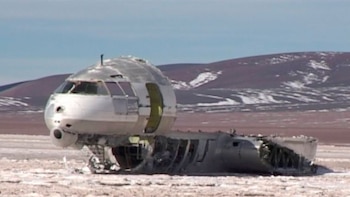 Los restos del avión hoy