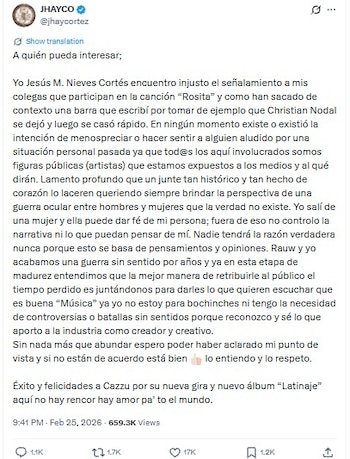 Jhayco aclaró que la famosa