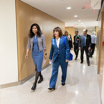 El ingreso a las oficinas del Fondo, en la sede central de Washington DC