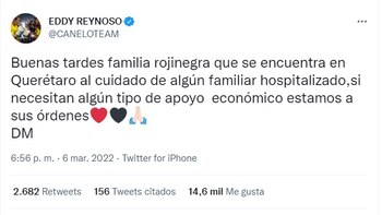 Eddy Reynoso ofreció ayuda a