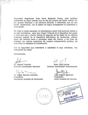 Copia de la comunicación enviada