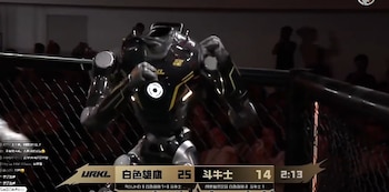 Dos robot humanoides se enfrentaron y uno perdió la cabeza.