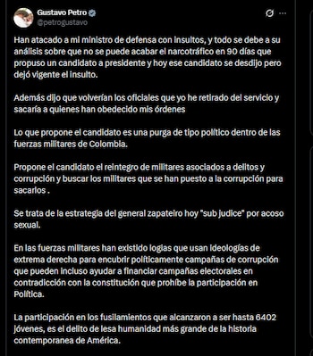 Gustavo Petro - crédito @petrogustavo/X
