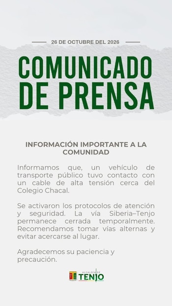 El bus tuvo contacto con un cable de Tensión cerca del Colegio El Chacal - Alcaldía de Tenjo
