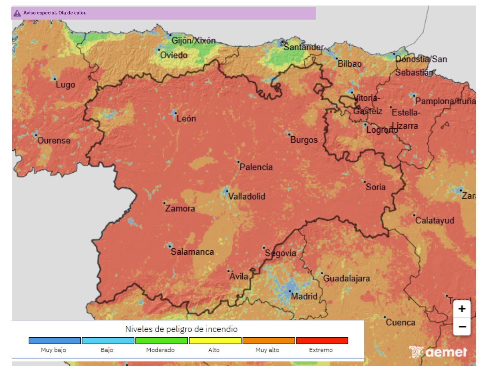 Riesgo de incendio en Castilla y León este miércoles 29 de julio. (112 Castilla y León)