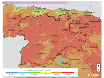 Riesgo de incendio en Castilla y León este miércoles 29 de julio. (112 Castilla y León)