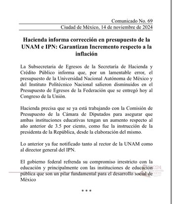 La Secretaría de Hacienda rectificó