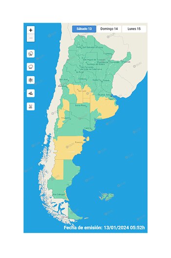 Mapa de alertas del SMN.