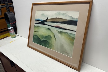 Una presunta falsificación de una pintura de Andrew Wyeth puede verse en la galería RoGallery, el martes 28 de abril de 2026, en Nueva York. (AP Foto/Jake Offenhartz)