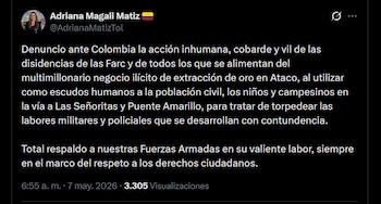 La violencia en Ataco estaría relacionada con grupos armados que defienden el lucrativo negocio ilegal de extracción de oro - crédito X