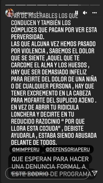 Post de Génesis Tapia. (Foto: