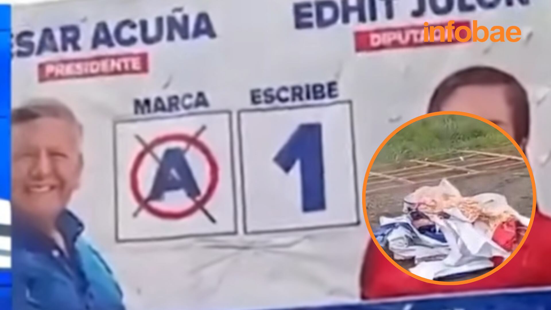 Ciudadanos queman propaganda de César Acuña en Cajamarca y acusan instalación irregular