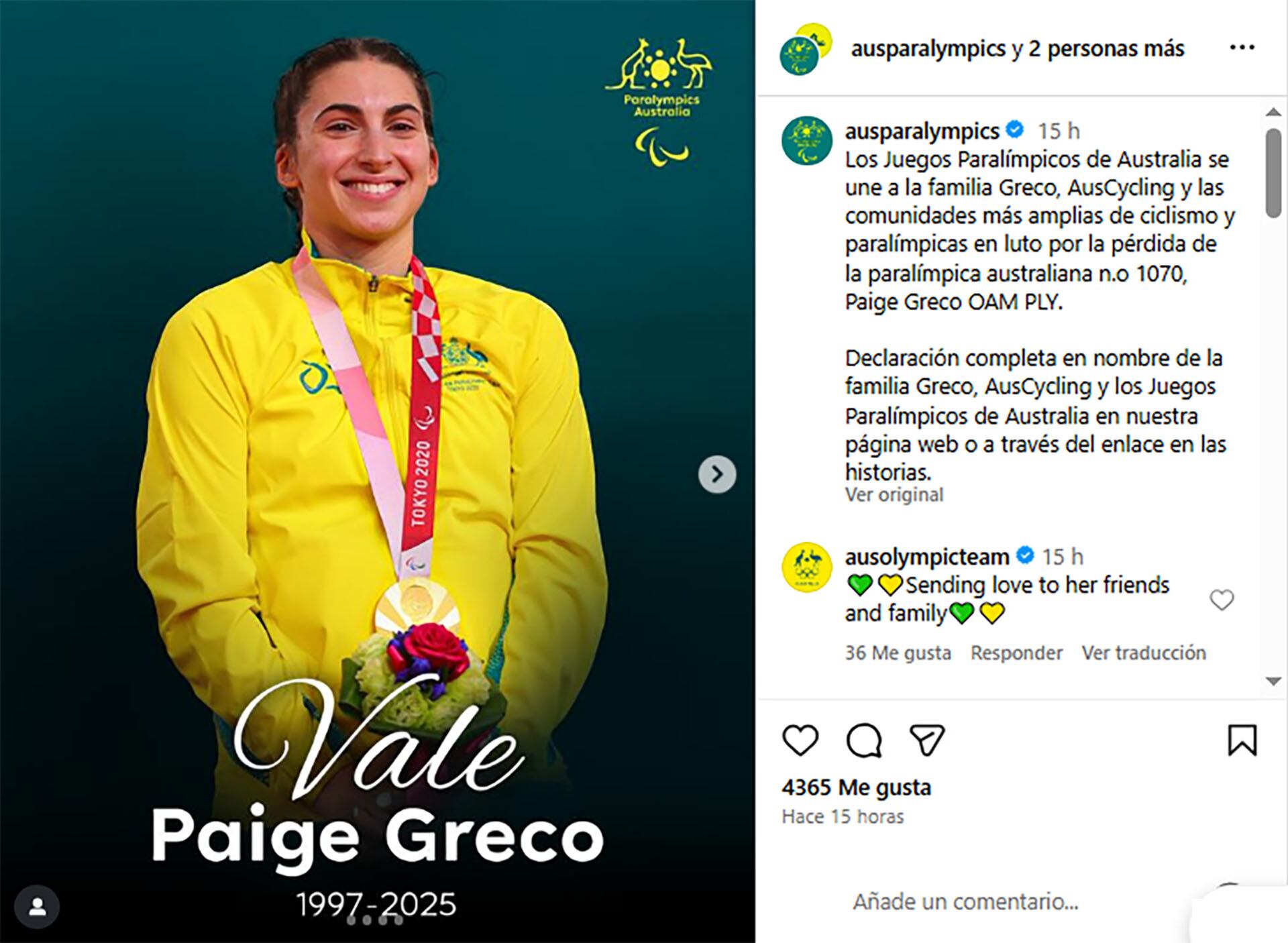 El mensaje del Comité Paralímpico de Australia