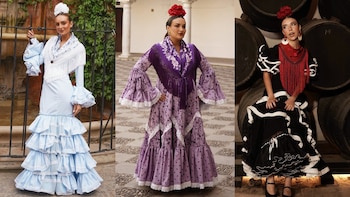 Natalia Palacios, Eme de Amores y Elena Gortari en la Feria de Sevilla 2026 (Instagram)