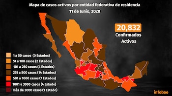 Mapa de casos activos por
