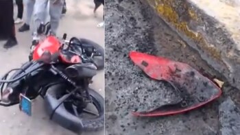 Vecinos rompieron moto de delincuentes.