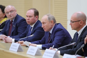 Russian President Vladimir Putin chairs a
