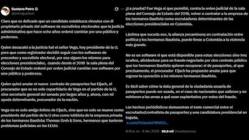 Gustavo Petro insiste en un supuesto fraude electoral y cuestiona el software de escrutinio. - crédito @petrogustavo/X