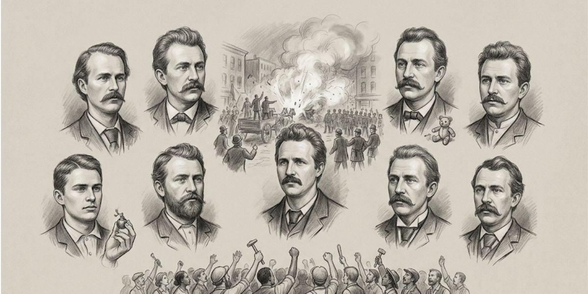 Los Mártires de Chicago: cuatro líderes sindicales fueron ejecutados y uno se suicidó en prisión, mientras otros tres obtuvieron posteriormente el indulto (Imagen Ilustrativa Infobae)