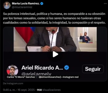 Marta Lucía Ramírez cuestionó a