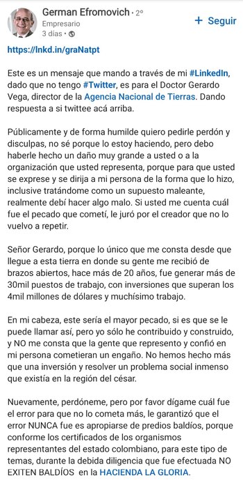 Germán Efromovich sobre baldío que