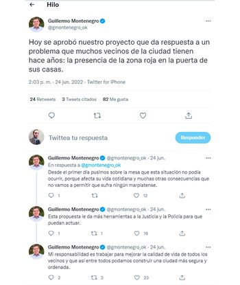 Hilo de Twitter del intendente