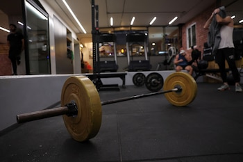 People dry themselves off next