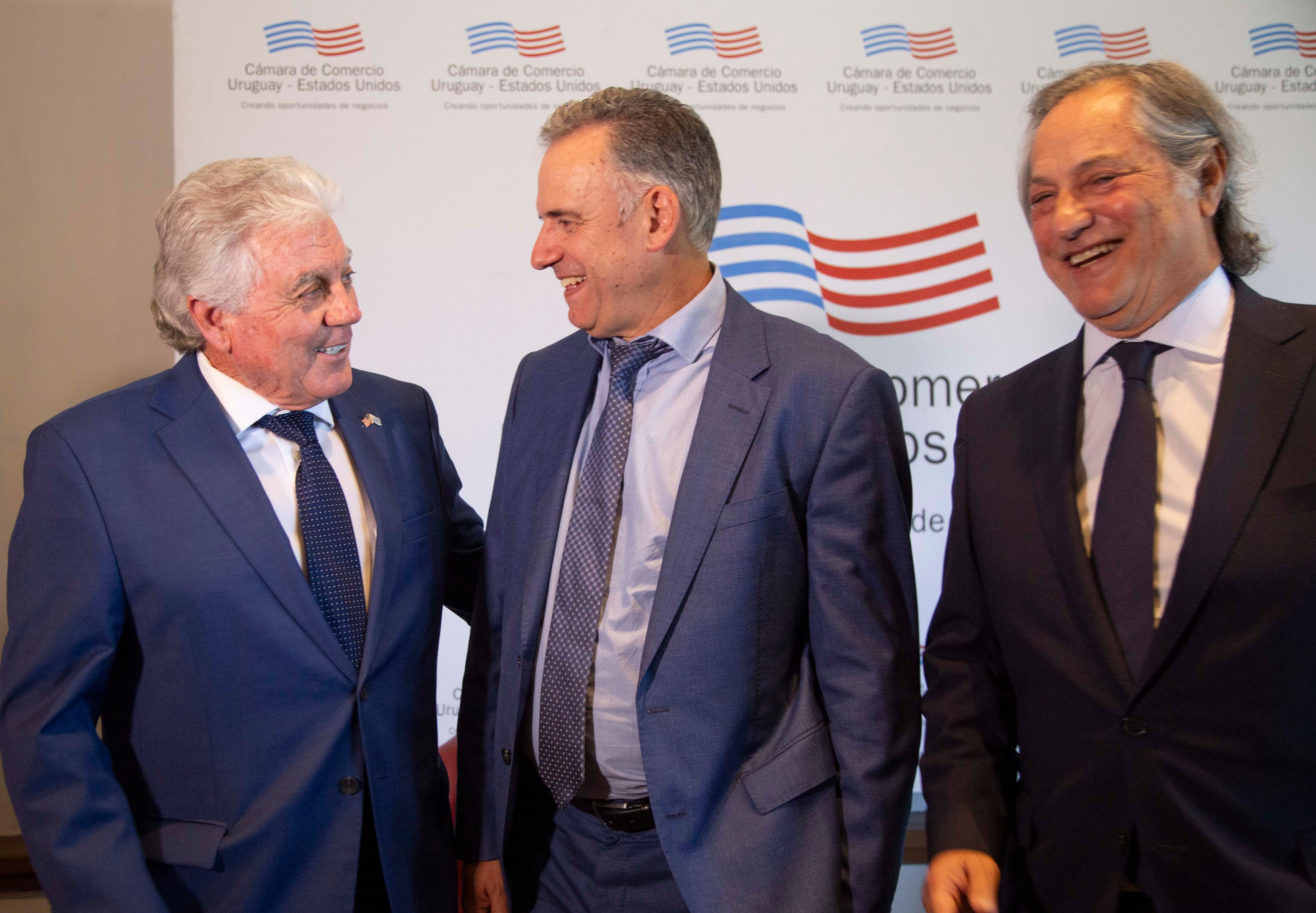 El presidente de Uruguay, Yamandú Orsi, y el embajador de Estados Unidos en Uruguay, Lou Rinaldi (Presidencia Uruguay)