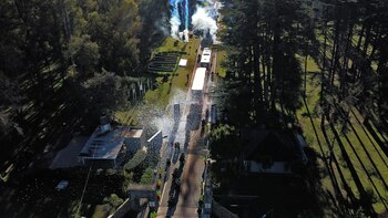 Los micros ya dentro del