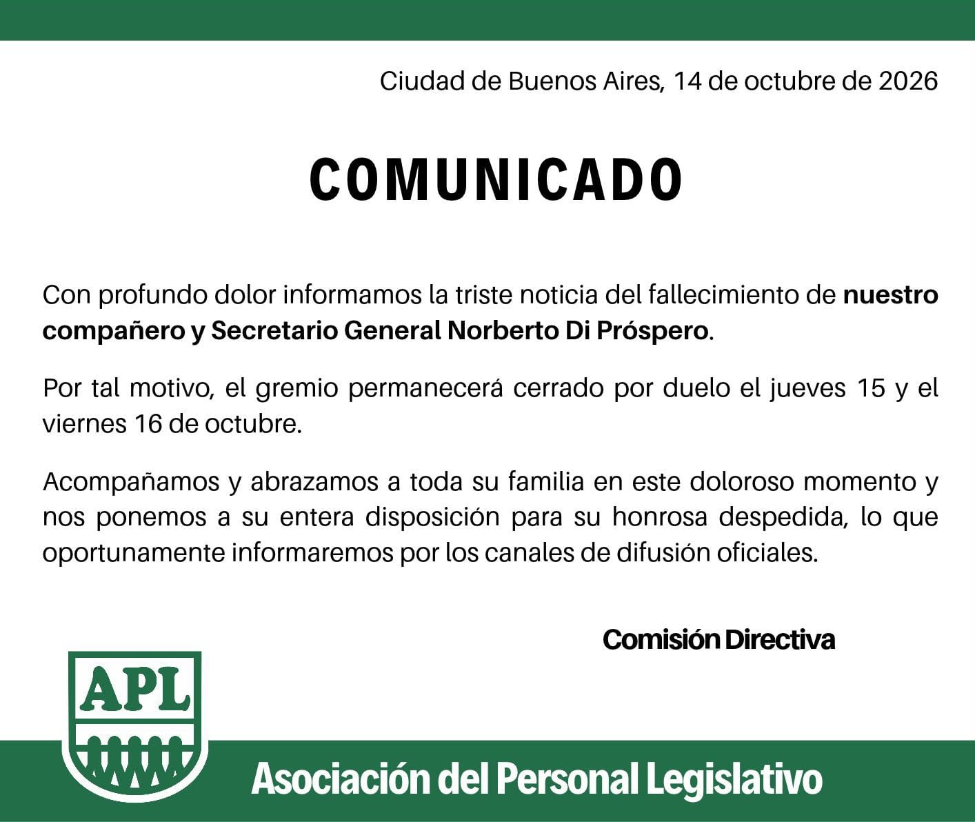 El comunicado del APL