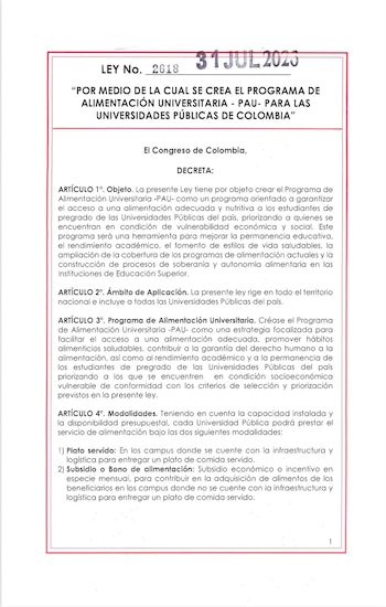 La Ley 2618 fue una de las últimas que se sancionó por parte del Congreso en la administración Petro - crédito Ministerio de Educación