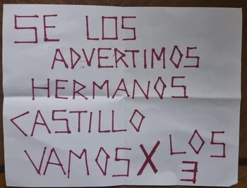 Mensaje que les hicieron llegar