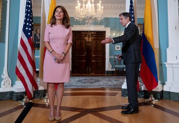 U.S. Secretary of State Antony Blinken meets with Colombian Vice President and Foreign Minister, Marta Lucia Ramirez, at the U.S. State Department in Washington, DC, U.S. May 28, 2021. Andrew Caballero-Reynolds/Pool via REUTERS