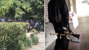 La Universidad de Antioquia suspendió actividades académicas, administrativas y de investigación tras disturbios protagonizados por al menos 30 encapuchados dentro y fuera del campus - crédito @ManuelVillaMe/X