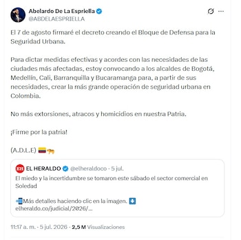 El 5 de julio el presidente electo hizo el anuncio de la implementación de los Bodsu a partir del 7 de agosto, aunque la medida en principio solo se iba a implementar en cinco ciudades, pero al final serán nueve - crédito @ABDELAESPRIELLA/X