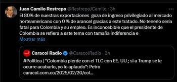 Juan Camilo Restrepo sostuvo que