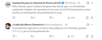 La reacción de la sociedad civil y el pronunciamiento de figuras políticas han puesto en el centro del debate la inseguridad que enfrentan comunicadores - crédito @FLIP_org / X