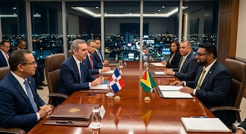El intercambio comercial entre República Dominicana y Guyana supera los 97 millones de dólares en 2024, con exportaciones dominicanas por encima de los 64 millones de dólares. (Visuales IA)